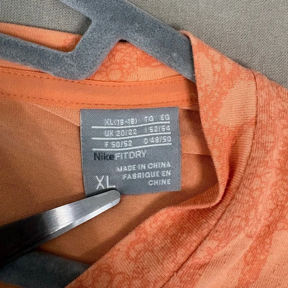 Nike ACG Shirt Womens Size‎ XL Orange Floral Half Sleeve Active FitDry Outdoor